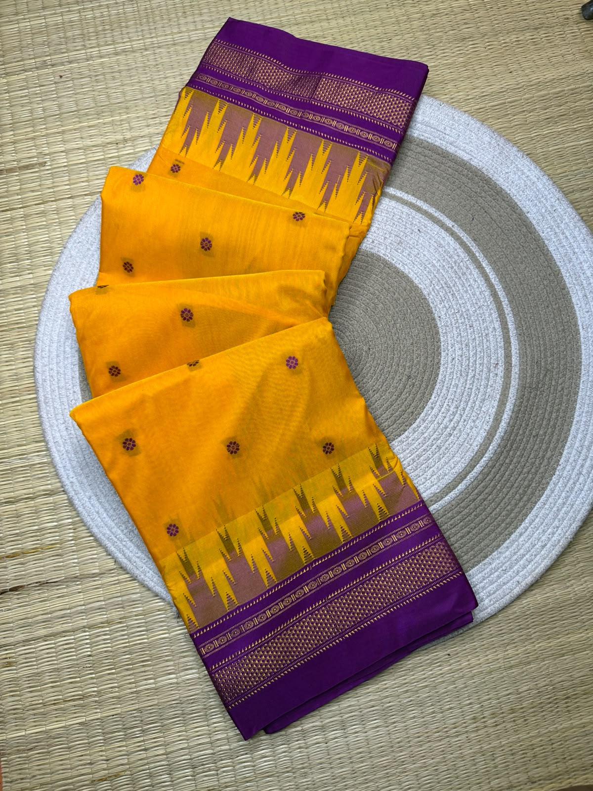 Mango Yellow & Purple Temple Gadiwal Ilkal