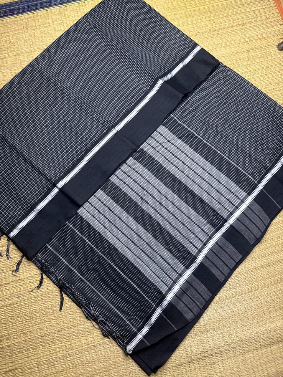 Onyx Black & Silver Border Patteda Anchu